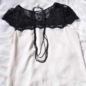 Cream & Black Express lace top shirt